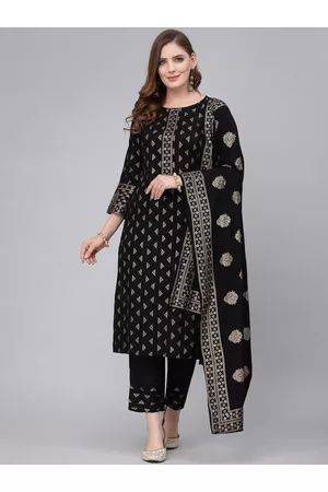 Jaipur Women Black Printed Kurta with Trousers & With Dupatta