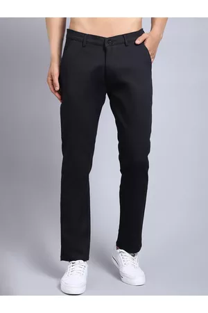 Rodamo Men Black Textured Slim Fit Trousers
