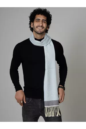 HANDICRAFT PALACE Men Blue & White Printed Wool Muffler