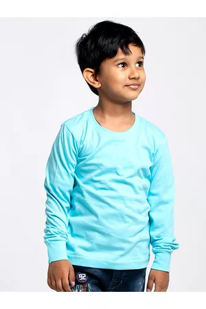 Friskers Boys Turquoise Blue Striped Raw Edge T-shirt
