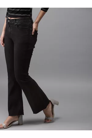 HERE&NOW Women Black Bootcut Regular Fit Mid-Rise Clean Look Stretchable Jeans
