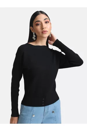 Kazo Women Black Striped Pullover