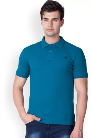 ONN Men Blue Solid Polo Collar T-shirt
