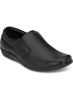 Fentacia Men Black Solid Formal Leather Slip-On Shoes