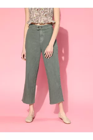 Sassafras Women Beautiful Grey High-Rise Relaxed Fit Cropped Jeans