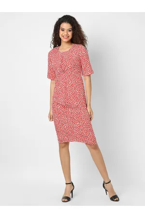 Campus Red Floral Sheath Dress