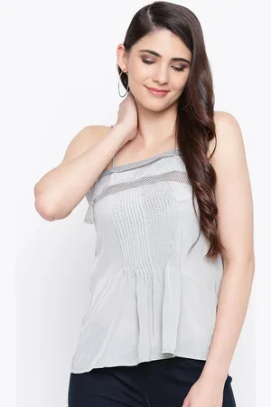 DODO & MOA Women Grey Solid A-Line Top