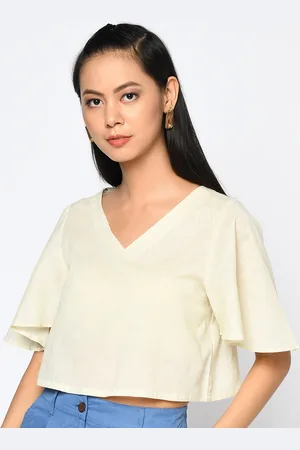 Fabindia Off White Pure Cotton Crop Top