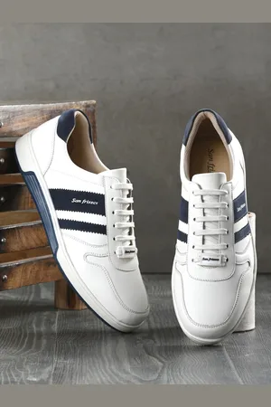 San Frissco Men White & Blue Mesh Casual Sneaker