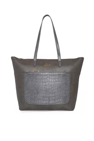 LAVIE Lily Women Grey Textured Structured Tote Bag