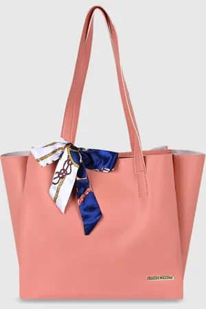 Bagsy Malone Peach-Coloured PU Structured Tote Bag