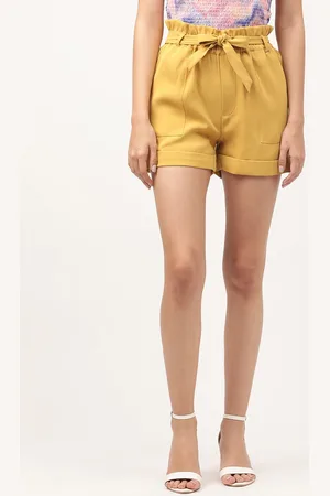 CENTRESTAGE Women Yellow Solid Shorts