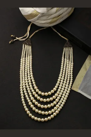 COSA NOSTRAA Men Off-White & Copper-Toned Brass Pearl Necklace