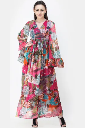 Cation Women Pink & Green Printed Maxi Dress