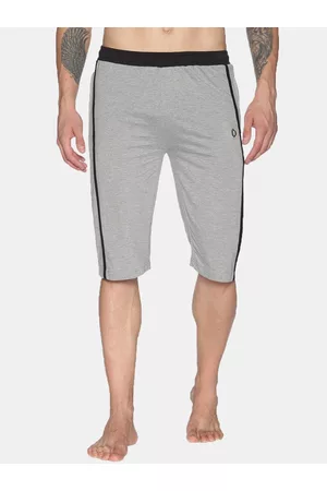 dollar Men Grey Melange Solid Regular Fit Lounge Shorts