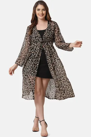 BuyNewTrend Women Brown Printed Tie-Up Shrug