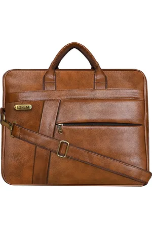 Lorem Unisex Tan Textured Messenger Bag