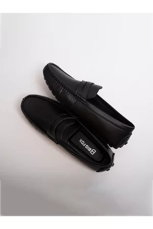 Big Fox Men Black Solid Synthetic Slip-On Loafers