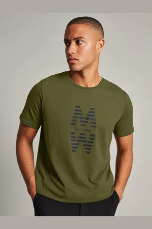 Matinique Men Olive Green Typography Printed Cotton T-shirt