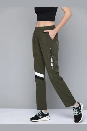 Slazenger Women Olive Green Typography Printed Ultra-Dry Running Track Pants
