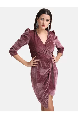 Kazo Women Mauve Velvet Dress