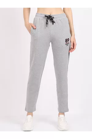 CANTABIL Women Grey Melange Solid Cotton Track Pants