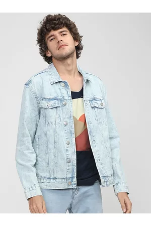 Highlander Men Blue Washed Colourblocked Denim Jacket