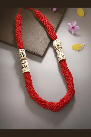 Bamboo Tree Jewels Red Metal Handcrafted Necklace