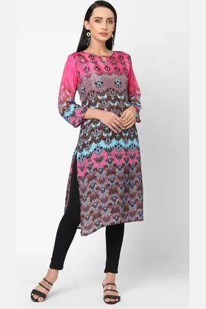 Cloth Haus India Women Pink & Brown Ethnic Motifs Printed Kurta