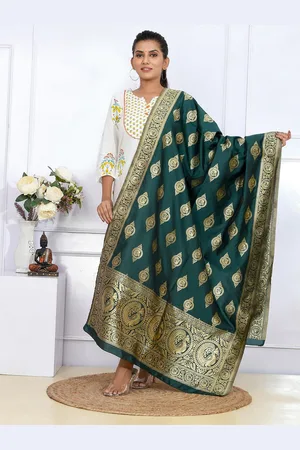 Kesarya Ethnic Motifs Woven Design Pure Silk Dupatta with Zari