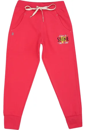 PROTEENS Girls Antiviral & Antibacterial Pink Printed Regular Fit Joggers
