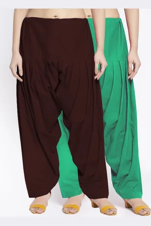 Jinfo Women Pack Of 2 Solid Brown & Green Cotton Salwar