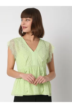 VERO MODA Women Green Peplum Top