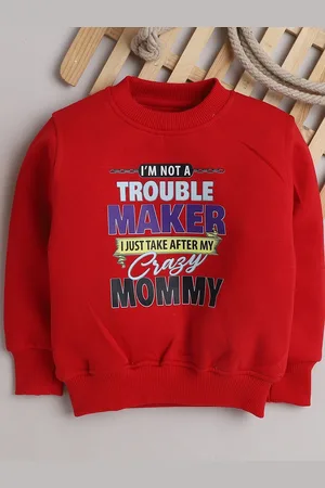 Knitting Doodles Unisex Kids Red Typography Printed Fleece Round Neck Sweatshirt