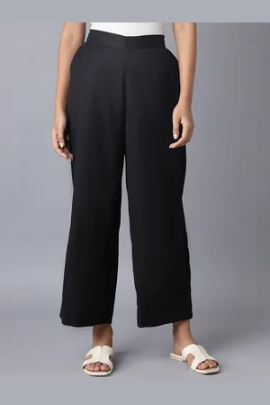 Elleven Women Black Solid Cropped Palazzos