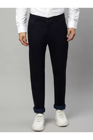 Rodamo Men Navy Blue Slim Fit Trousers