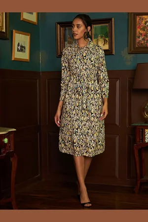 ATHENA Yellow Animal Printed Dress