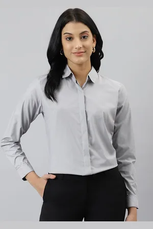 English Navy Women Relaxed Pinstriped Formal Shirt
