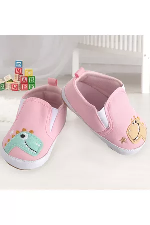 Baby Moo Girls Pink & Orange Dinosaur Printed Booties