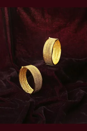 Adwitiya Collection Set Of 2 24K Gold-Plated Handcrafted Bangles