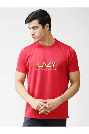 EPPE Men Red Typography Printed Dry-Fit Sports T-shirt