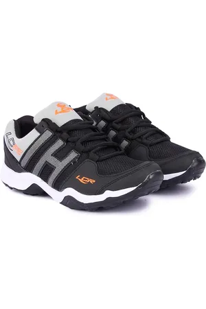 LANCER Men Black & White Textile Running Non-Marking Shoes