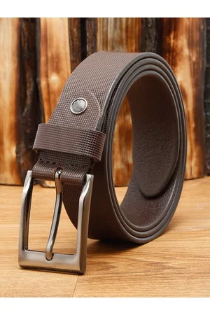 Teakwood Leathers Men Brown Textured Leather Belt