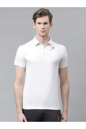 FUAARK Men White Polo Collar Slim Fit Training Polo Collar T-shirt