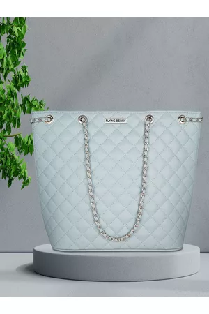 FLYING BERRY Blue Textured PU Bucket Shoulder Bag with Quilted