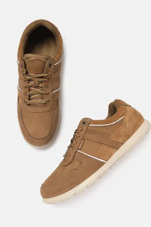 Woodland Men Camel Brown Solid Leather Sneakers