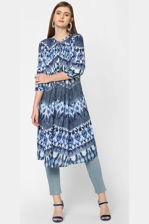 Cloth Haus India Women Blue & White Printed Kurta