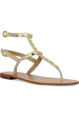 SAINT G. Women Gunmetal-Toned Open Toe Flats