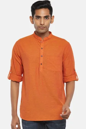 Pantaloons Men Rust Patchwork Kurta