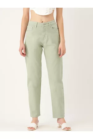 Antheaa Women Mint Green Straight Fit Light Fade Stretchable Jeans